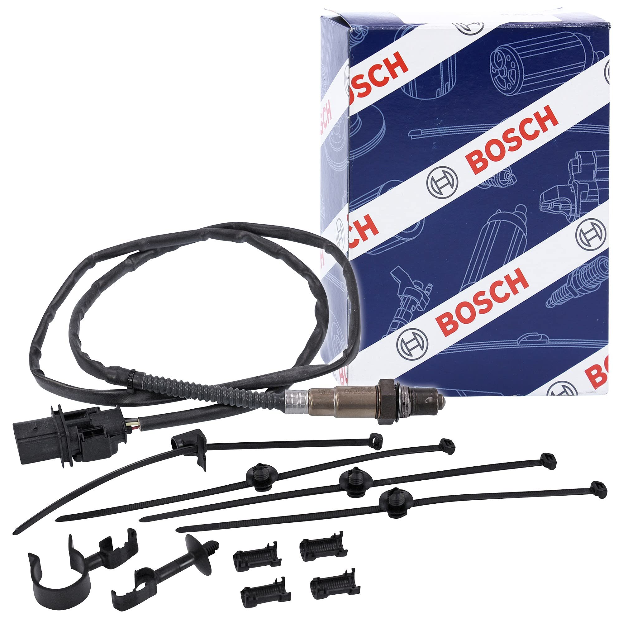 Bosch 0258017180 - Lambdasonde mit fahrzeugspezifischem Stecker | 0 258 017 180 / LS17180 für A3 A4 B7 Golf V Jetta III