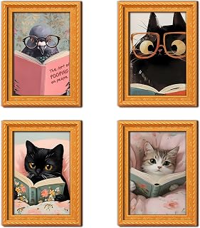 Funny Cat Fridge Magnets 4 Pcs Vintage Refrigerator Magnets Cute Pigeon Wooden Photo Frame Magnet Decorations for Fridge Magnetic Board Home Decor