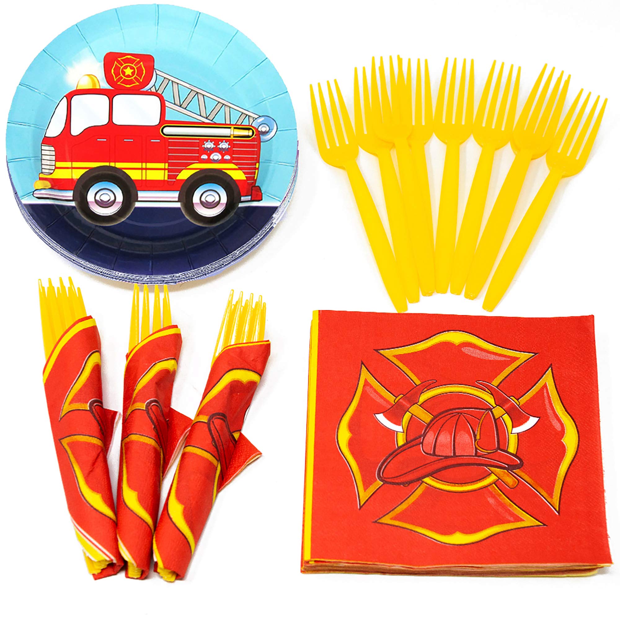 buy-fire-truck-value-party-supplies-pack-60-pieces-for-16-guests