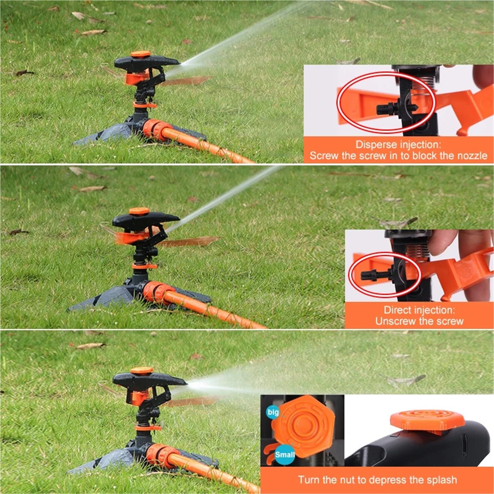 Irrigatore Rotante Irrigatori automatici for irrigazione da giardino | Sistema di irrigazione con rotazione a 360° con ugello for piante da erba for cortile esterno agricolo(1pcs)