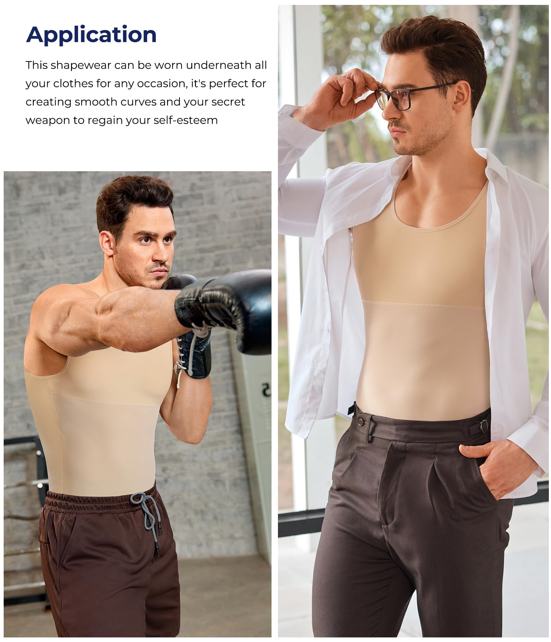 Junlan Compressione Uomo Shapewear Canotta Contenitiva Snellente Intimo Modellante Dimagrante Fascia Pancia Sportivo Fitness CanottieraFascia Addominale Maglietta