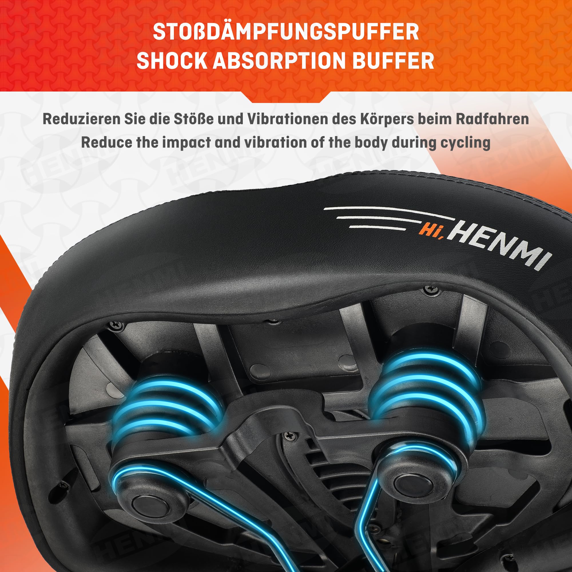 HENMI Selle Velo Ultra Confortable, Homme Femme Selle Velo, Selle Vélo Anti Douleur Ergonomique, Selle Vélo pour Vélos de Velo VTT/Electrique/Ville/Stationnaire Accessoires
