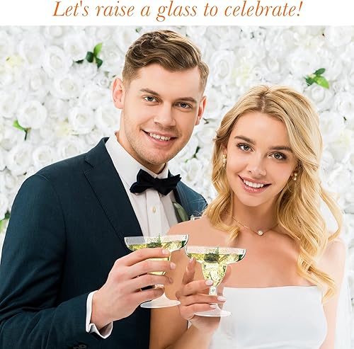 Miniatura 5 de Zopeal 100 vasos de Martini desechables de 5 onzas vasos de cóctel con purpurina dorada vasos de champán vasos reutilizables de plástico con tallo