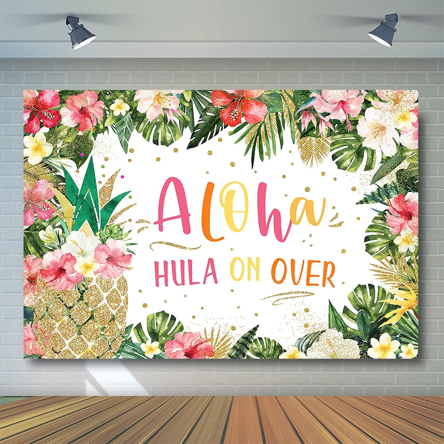 Avezano Hawaiian Luau Birthday Backdrop for Aloha Girls Tropical Summer Party Photography Background Hula On Over Luau Pineapple Pool Party Decorations (7x5ft)