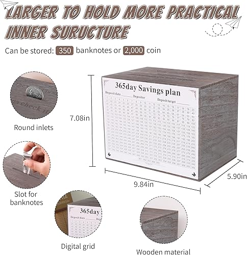 Miniatura 3 de Alcancía para adultos alcancía de dinero Adecuado para viajes de luna de miel fondos universitarios fondos de automóvil Ayuda a presupuestar y