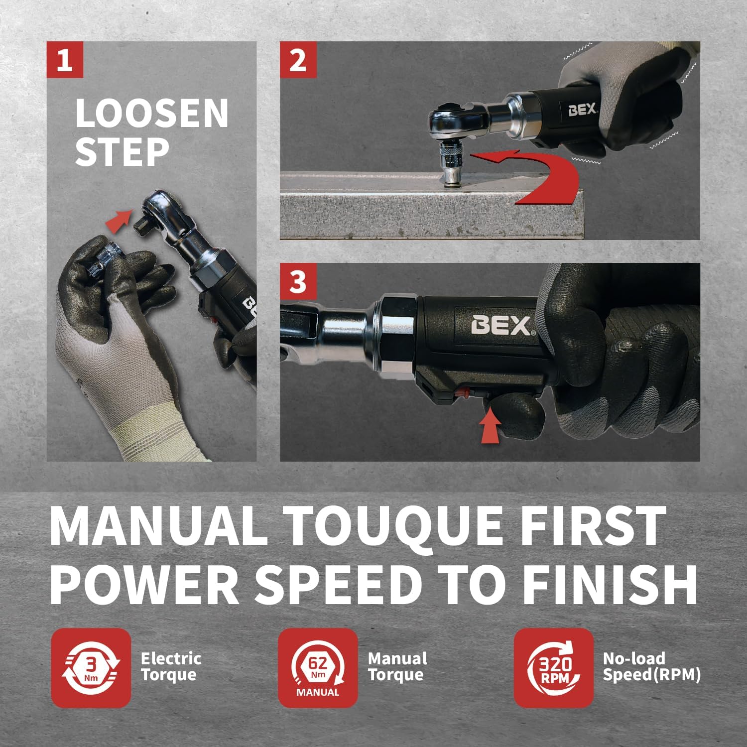 BEX 3/8 45pcs set USB mini electric ratchet electric ratchet wrench portable ratchet wrench Rechargeable light torque