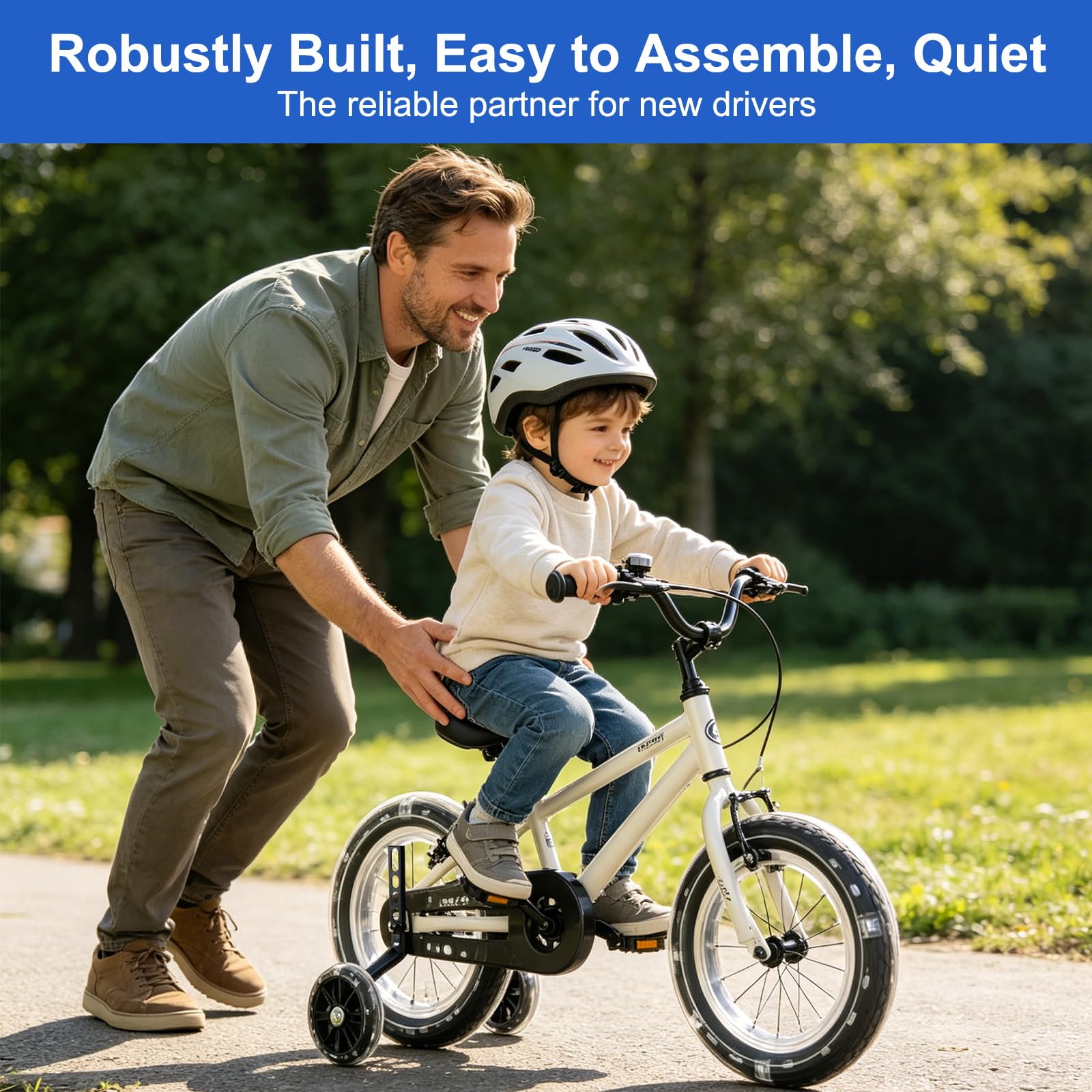 Auxiliaire Roue Bicyclette, 1 Paire Stabilisateur Velo Enfant Noires, Roulette Velo Universelle avec Roues Flash Muettes, Roulette Velo pour Vélo à Vitesse Unique de 12 14 16 18 20 Pouces