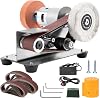 3-in-1 Mini Belt Sander - 15 Degree Knife Sharpener Electric Bench Grinder Sanding Machine, 7 Adjustable Speed Buffer Polisher for Metal Wood DIY Handcraft, Tool & Knife Sharpening
