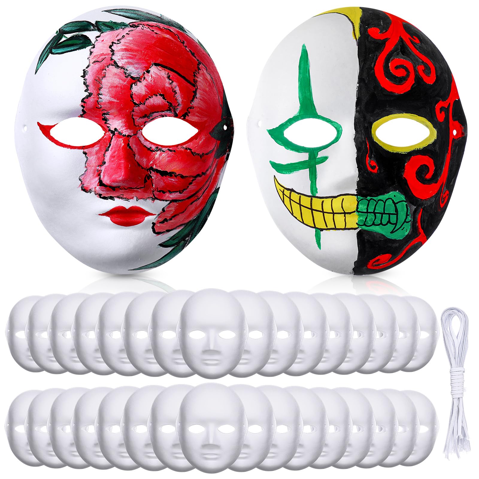 Aoriher Lot de 160 masques complets blancs en papier mâché uni à peindre pour femme, mascarade, Halloween