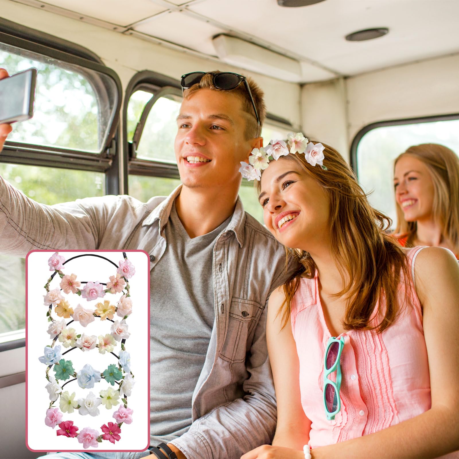 Couronne de Fleurs pour Cheveux, 6 Pièces pour Enfant, pour les Fêtes de Fin D'année, Mariages et Anniversaires sur la Plage, Cadeau Noel
