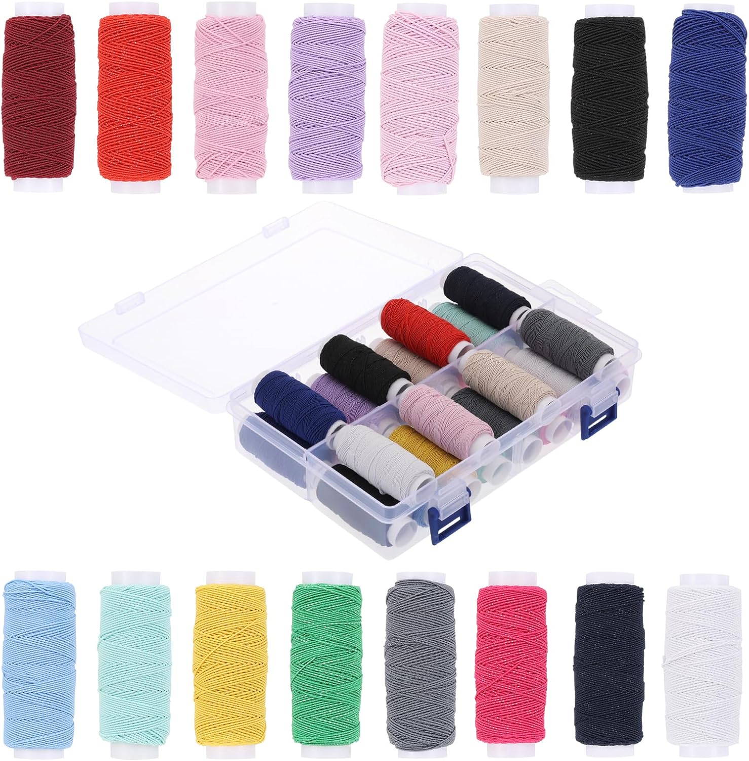 Elastic Sewing Thread for Sewing Machine 0.6 mm, Shirring Elastic Thread for Sewing, Serger, Overlock Machines Quilting Knitting,Weave,DIY, 30m Each Spool Total 24 Spools