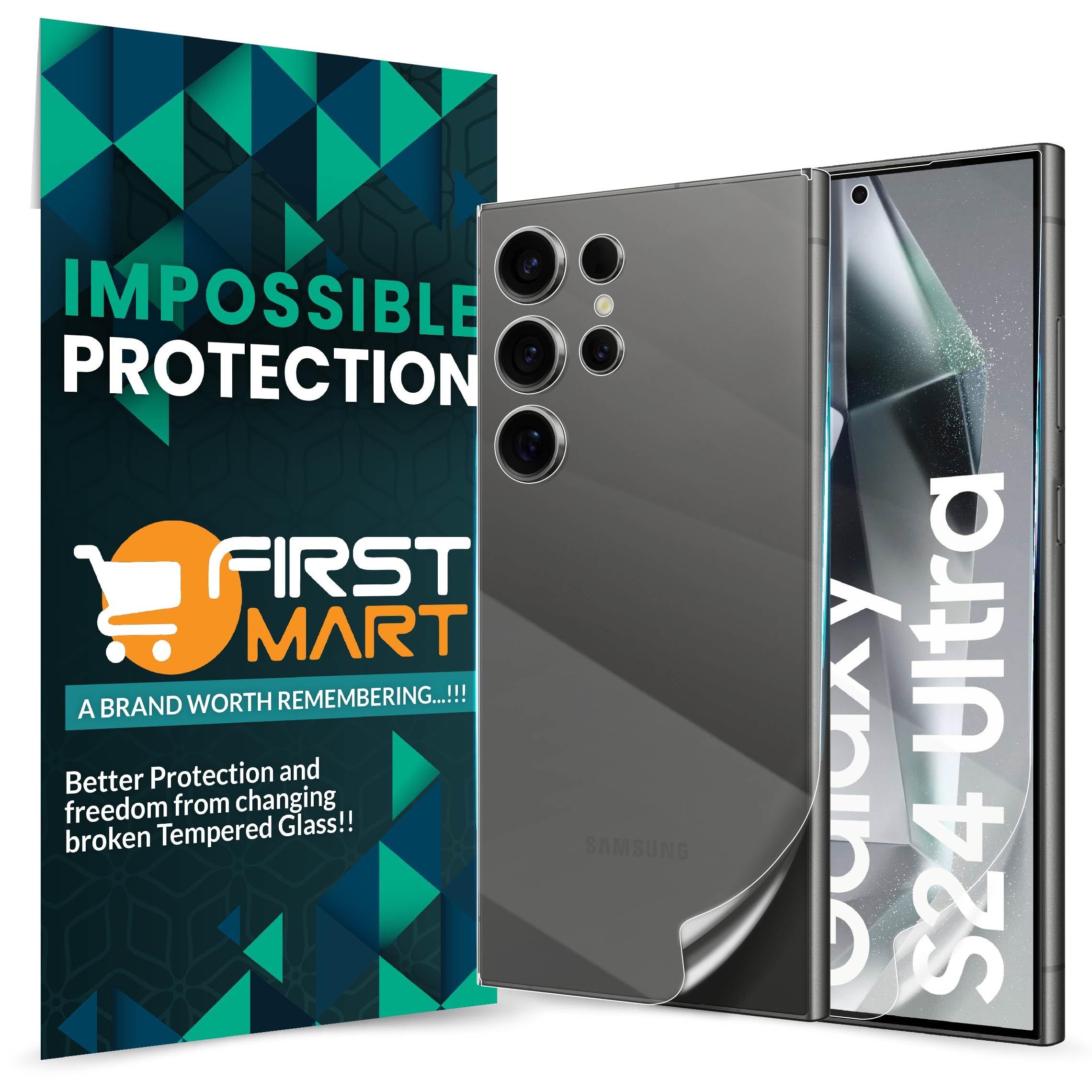 FIRST MART Screen Protector for Samsung Galaxy S24 Ultra 5G - Front and Back Nano Unbreakable Membrane Case Friendly Full Edge to Edge Screen Coverage & Easy Installation Kit (Crystal Clear) (B0CVS255S6) Amazon Price History, Amazon Price Tracker