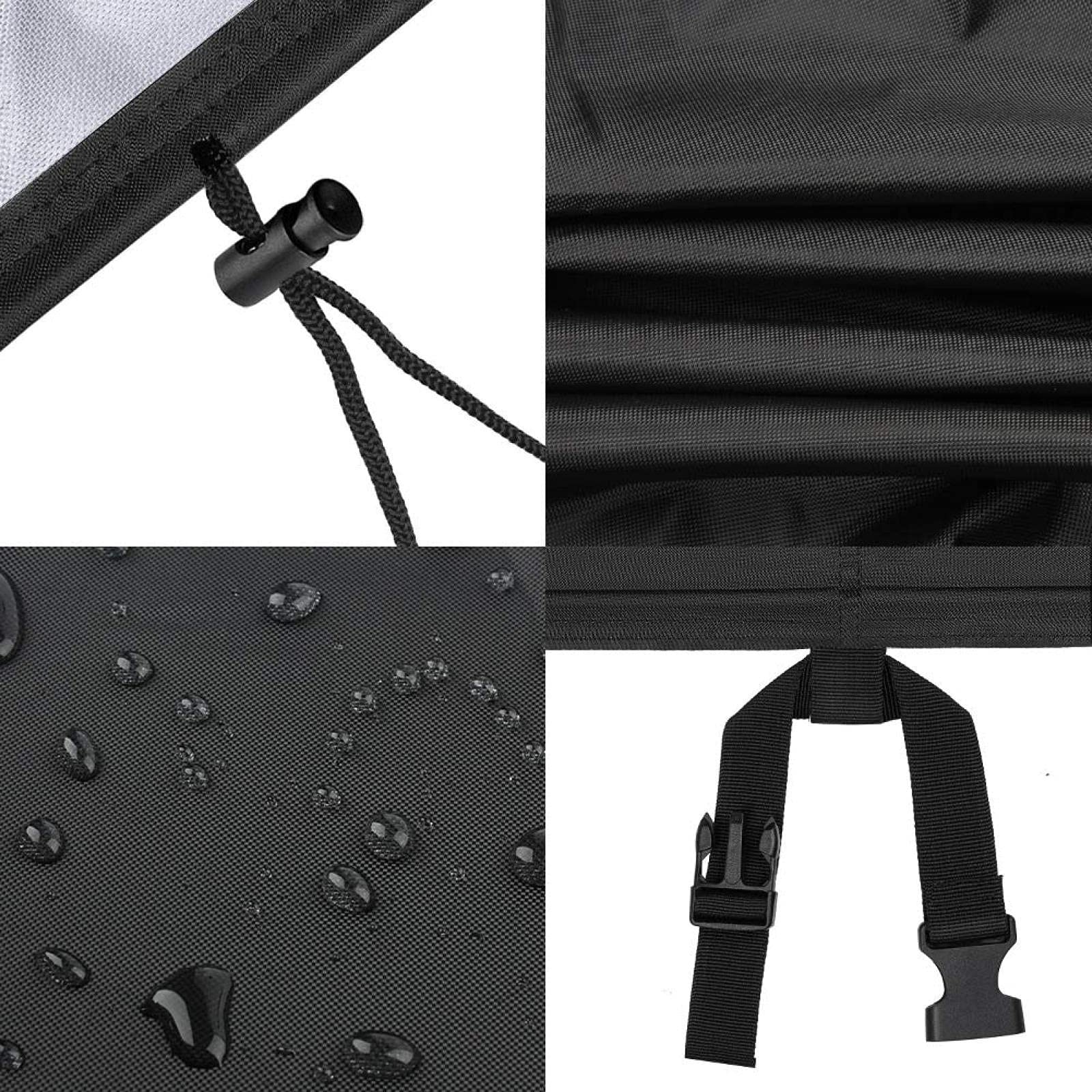 Funda de piel para exteriores, 240 x 140 x 75 cm, color negro, recular 600D, resistente al agua, resistente a los rayos UV, protege para mesa de jardín y juegos de asientos, protector de piel de