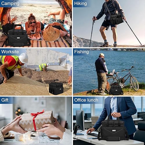 Miniatura 7 de BAVGRED Bolsa enfriadora de hielo plegable para 24 latas, aislada, grande, de doble cubierta, a prueba de fugas, suave, con abridor de botellas,