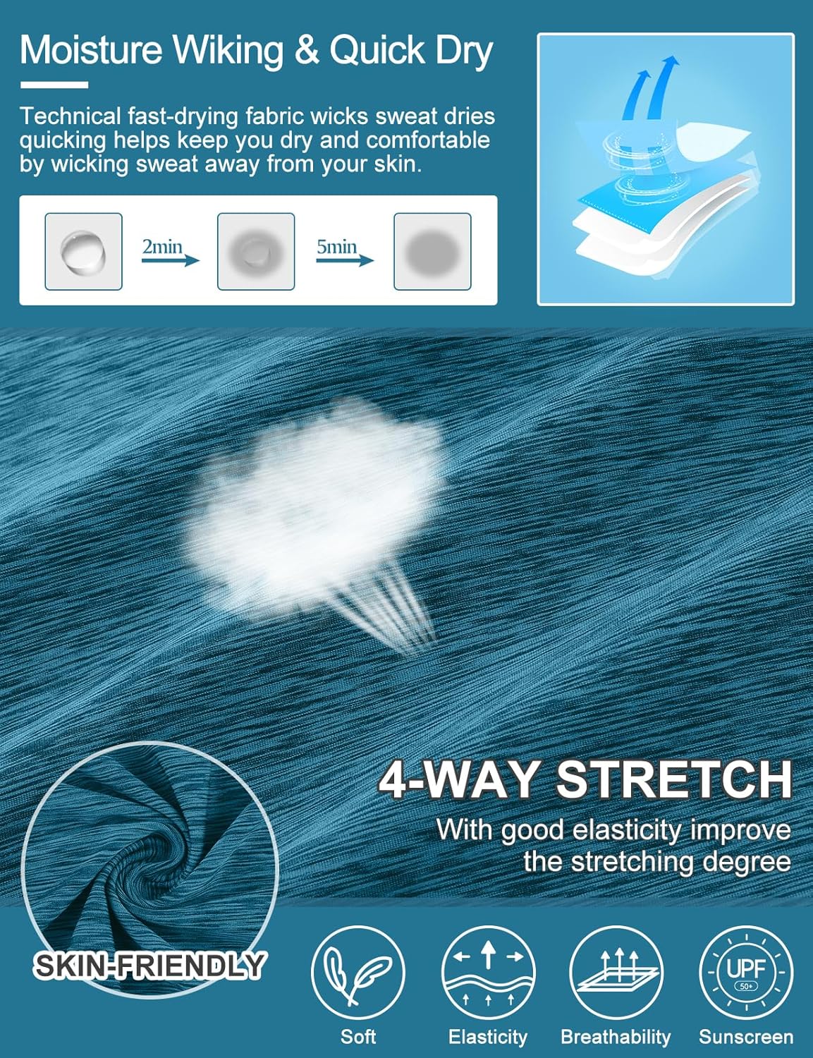 Cucuchy Style Plus Size Womens Golf Shirt 3/4 Sleeve Quarter Zip Workout Tops UPF 50+ Shirts - Image 7