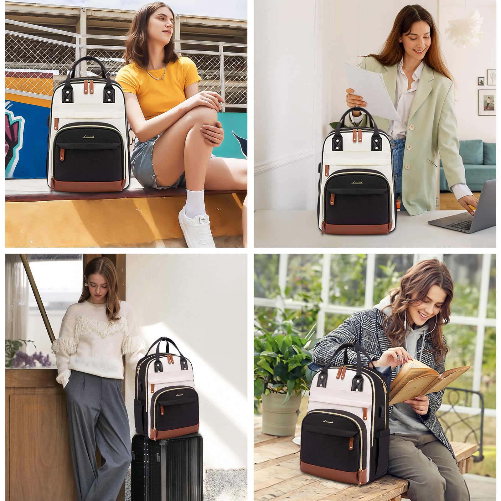 LOVEVOOK Laptop Backpack Women,Large Capacity 17.3 inch Laptop Bag Travel Backpack for Women,Computer Work College Teacher Backpacks with USB Port,Waterproof Personal Item Backpack Casual Daypack