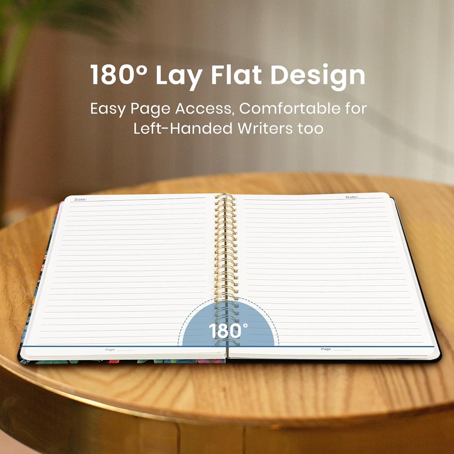 Taja Spiral Lined Journal for Women, Notebook for Work with Pretty Cover, 140 College Ruled Pages, Hardcover Notebook for Journaling, Note Taking, Bible Study, Hummingbird - Image 4