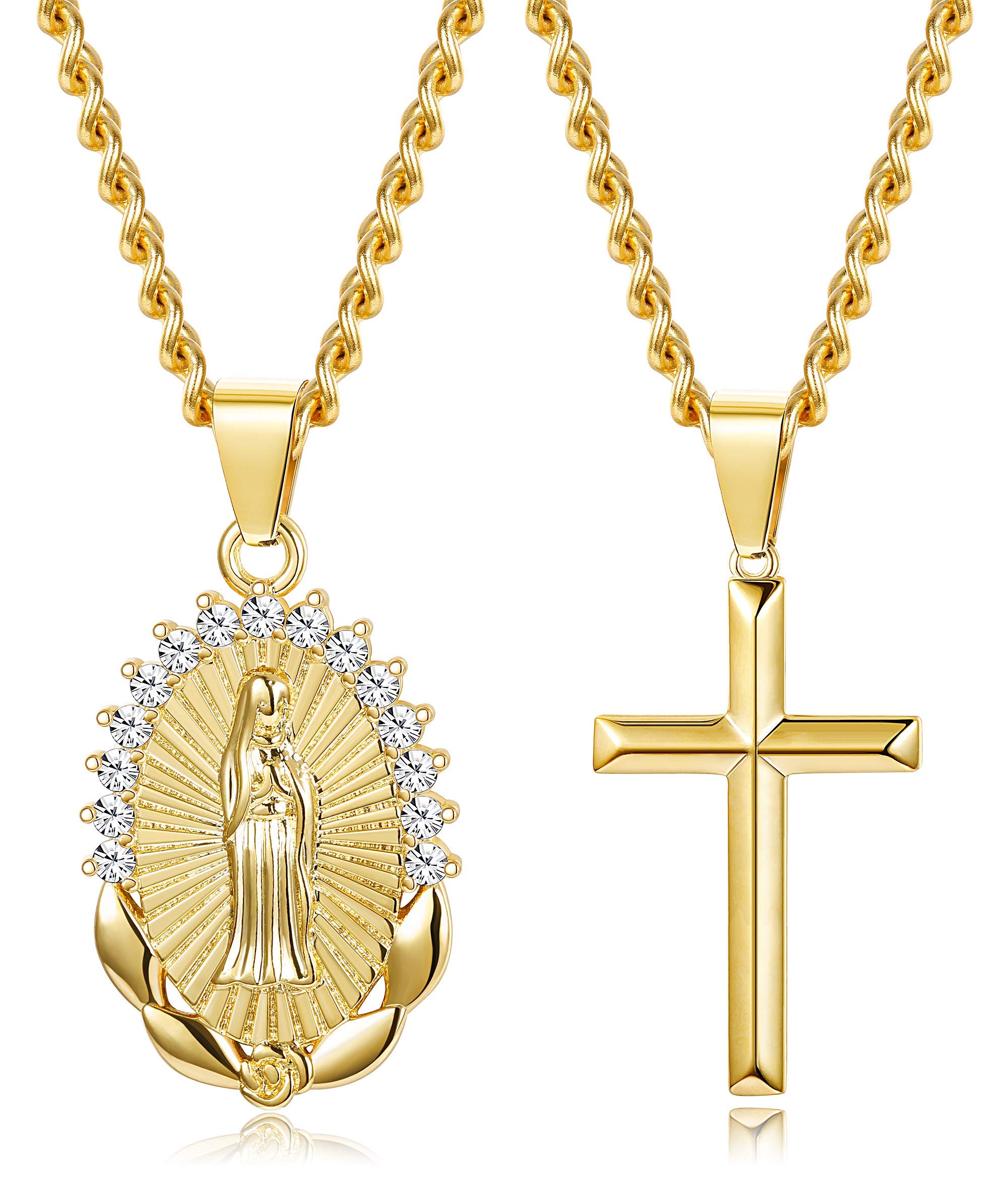 MILACOLATO14 K chapado en oro colgante collar para mujeres niñas joyería religiosa regalos para mujeres collar conjunto