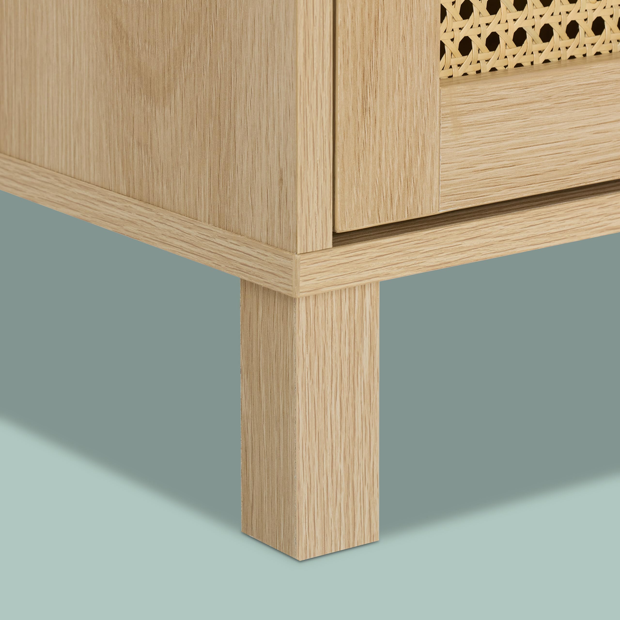 Relaxdays Mobile per TV, Design in Rattan, Mobiletto Porta Televisore 50 Pollici, HLP: 48x115x40 cm, Tavolo Basso Legno