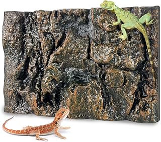 17.7x11.8in Rock Terrarium Background,3D Reptile Tank Background Board,Amphibian Stereo Backdrop Wall,Lizard Snake Gecko Spider Turtle Fish pet silo Background Decorative Panel(Yellow)