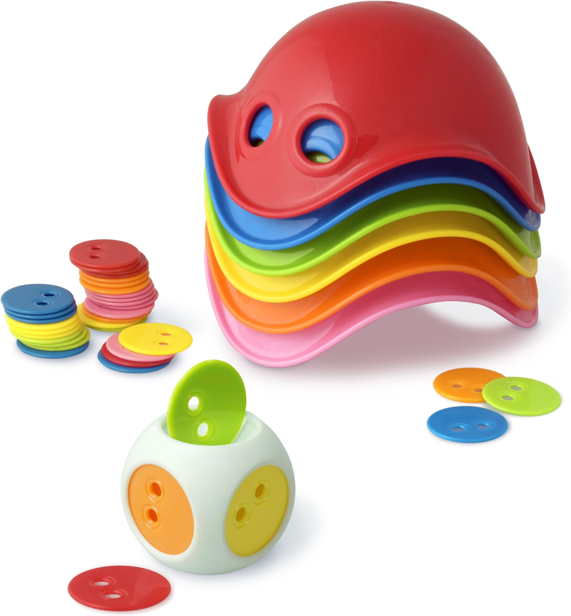 Moluk Bilibo Game Box, Baby Toy, 6 Assorted Mini, 36 Color Pixel chips, 1 Elastic Dice, 1 Pixel Pouch, Ideal for Toddler, Indoor, Outdoor Fun, Plastic Toys for Kids, Creative Fidget, 4+ years