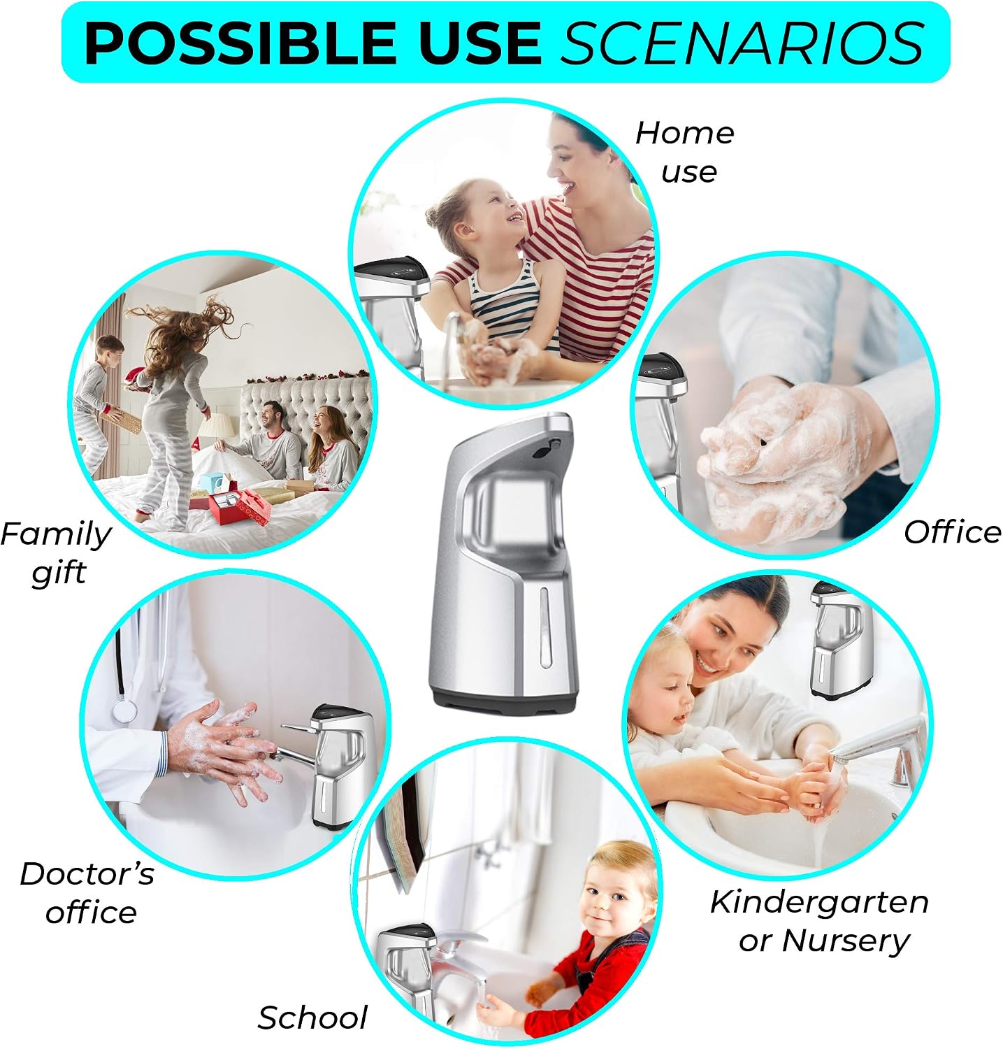VALUEPACKTON Automatic Soap Dispenser - Automatic Hand Sanitizer Dispenser - Touchless Soap Dispenser | Premium, Waterproof 15.2oz/450ml, 4 Adjustable Volume, Alcohol Compatible