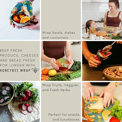 Miniatura 10 de Honeybee - Envolturas de cera de abejas  Paquete de inicio de cocina  Envoltura de cera de abeja de algodón orgánico certificado  Envoltura de