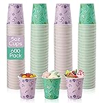 TV TOPVALUE 600 Pack 5oz Paper Cups, Bathroom Cups, Colorful Disposable Cups, Mini Mouthwash Cups, Hot Drinking Cup for Travel, Party and Event