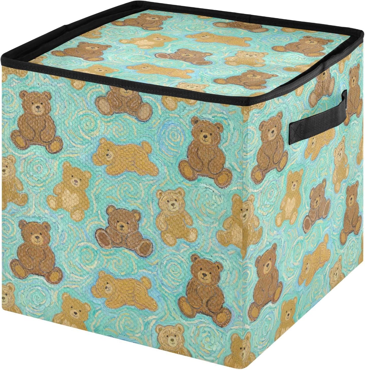 High Capacity Christmas ornament organizer storage Holds Up to 64, Adjustable Dividers, Zippered Top, Two Handles Large Holiday Storage Case with Lid,Green Bear Art Painting