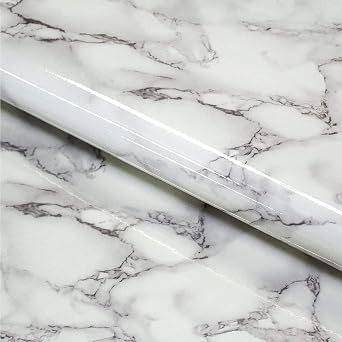 Self Adhesive Vinyl Marble Countertop Peel and Stick Waterproof | Drawer Liner Roll 89" x 16"| Wallpaper that can be Used as a Kitchen Wall Art, Countertop Paper