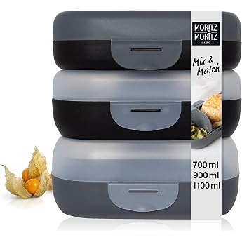 Moritz & Moritz Lunch Box with Compartments Set of 3 700 900 and 1100 ml