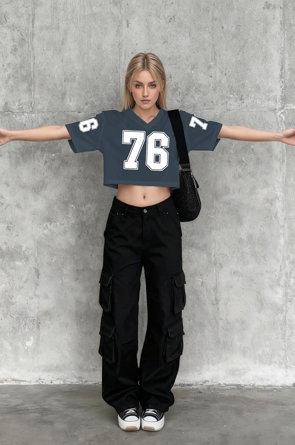 Jersey Shirts for Women Mesh Crop Sports Tshirts V-Neck Short Sleeve T-Shirt Number Casual Streetwear Tops - Image 3