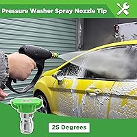Vista 2 de Pressure Washer Tips, 25 Degree Green Power Washer Nozzle Tips 7 Pack, 1/4 Inch Quick Connector, 4000 PSI, Ball Valve Pressure Washer, 3/8" Quick