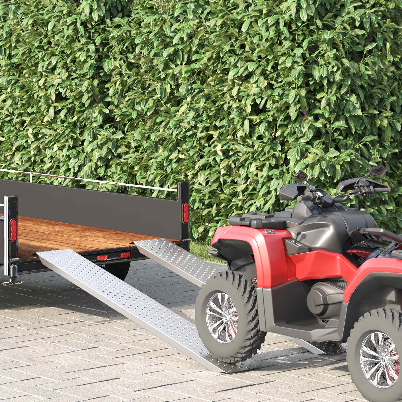 Rampa de carga de acero galvanizado 159 x 23 x 5 cm, capacidad de carga de 200 kg, rampa plegable para motocicleta, quad, coche, silla de ruedas y taller, antideslizante, color plateado