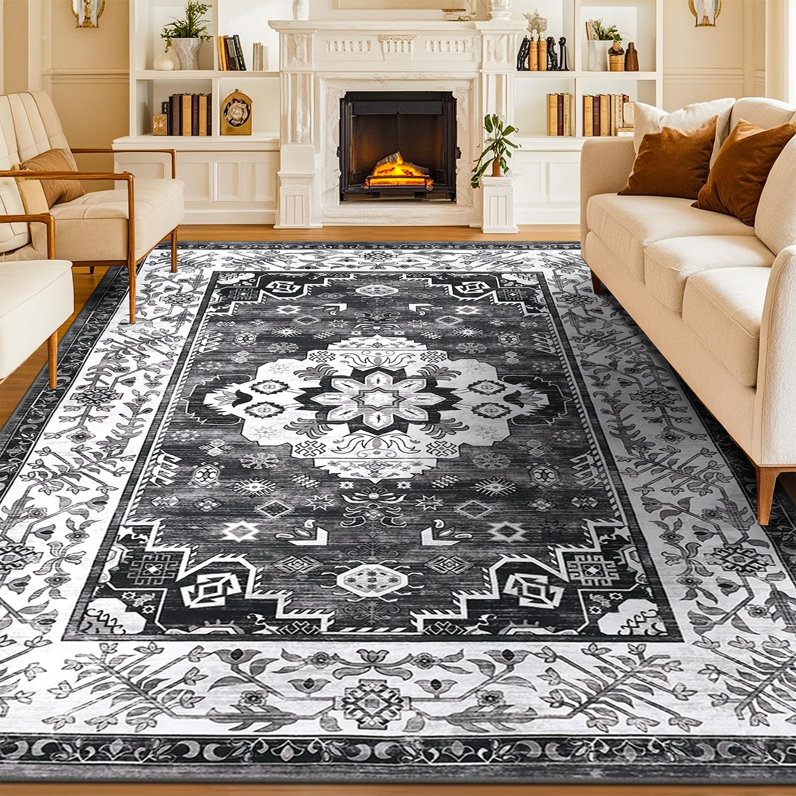 Enyhom Boho Großer Teppich, 160 x 230cm rutschfest Waschbar