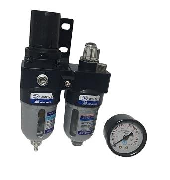 Mindman MACP200-8A-B-NPT air Filter Regulator Lubricator, 1/4 Port Size NPT, Manual Drain, 40 um Filter Element
