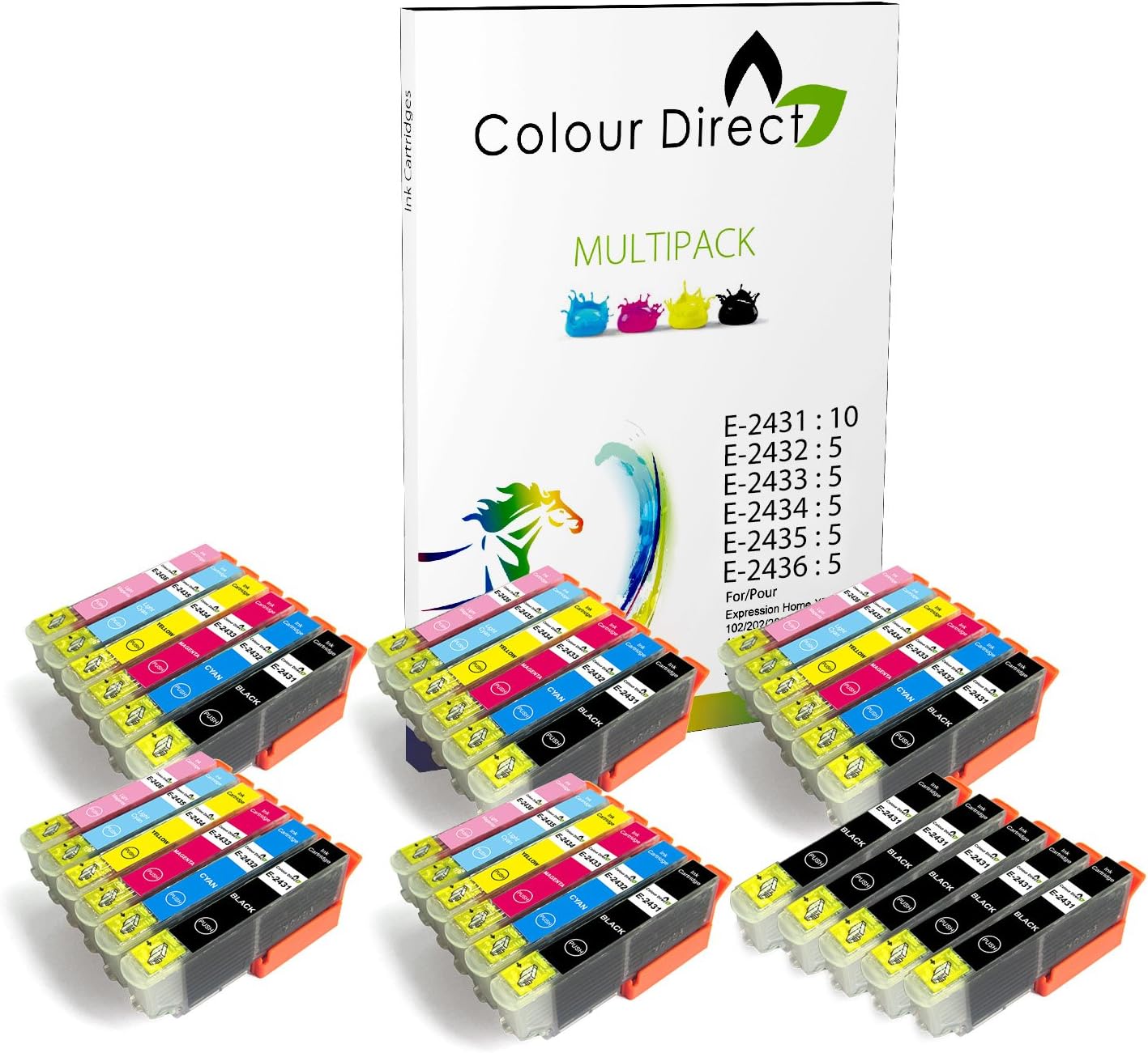 Colour Direct 35 (5 Sets + 5 Black Compatible Ink Cartridges Replacement For Epson Expression Photo XP-55 XP-750 XP-760 XP-850 XP-860 XP-950 XP-960 24XL