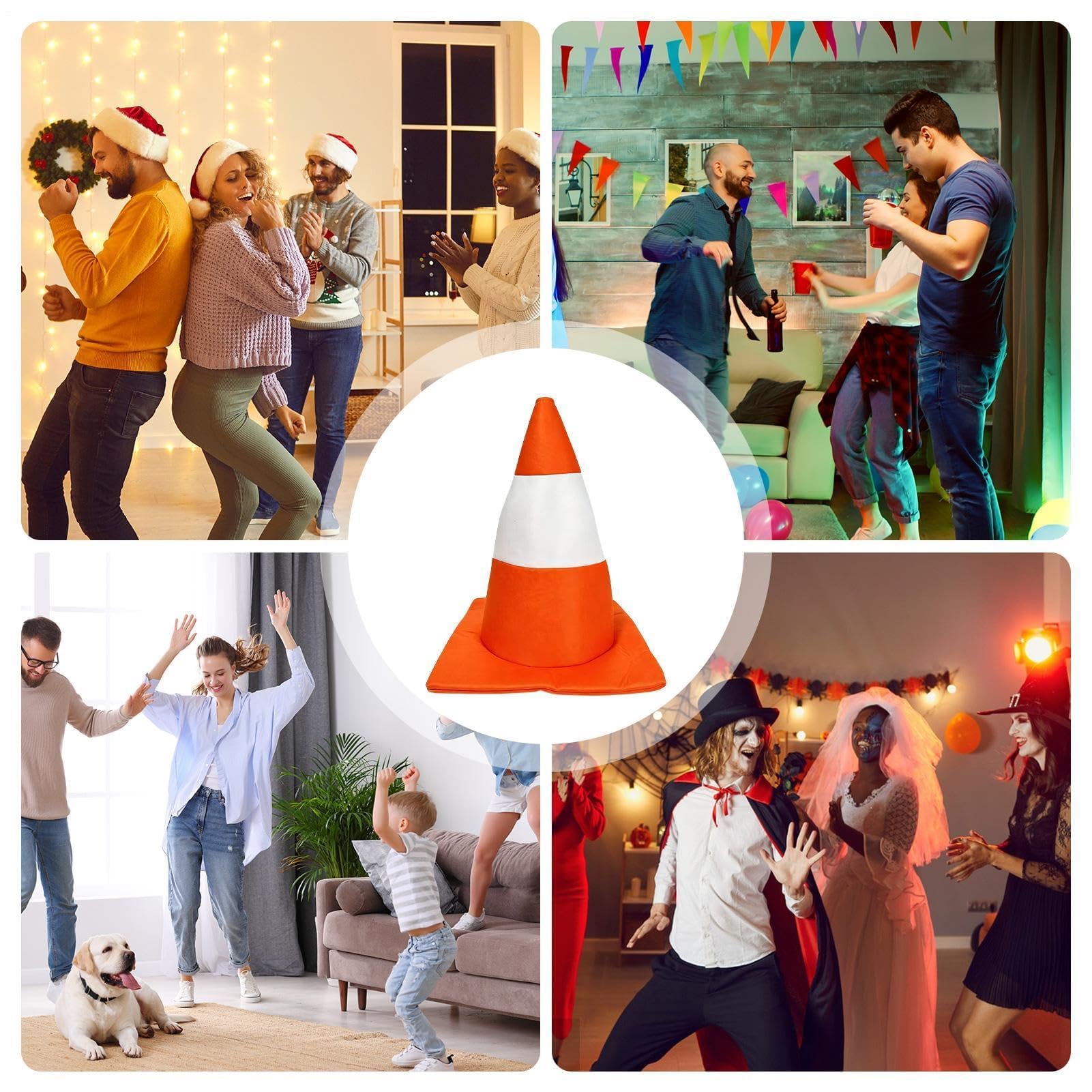 Divertente cappello arancione a forma di cono del traffico, cappello unisex in morbido feltro per feste di Halloween e riunioni