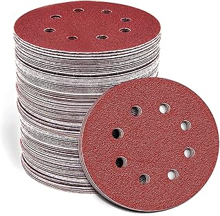 100PCS 125mm Sanding Discs Round 8 Hole Sanding Discs Pads 40/60/80/100/150/180/240/320/400/600 Hook and Loop Sandpaper for Random Orbital Sander