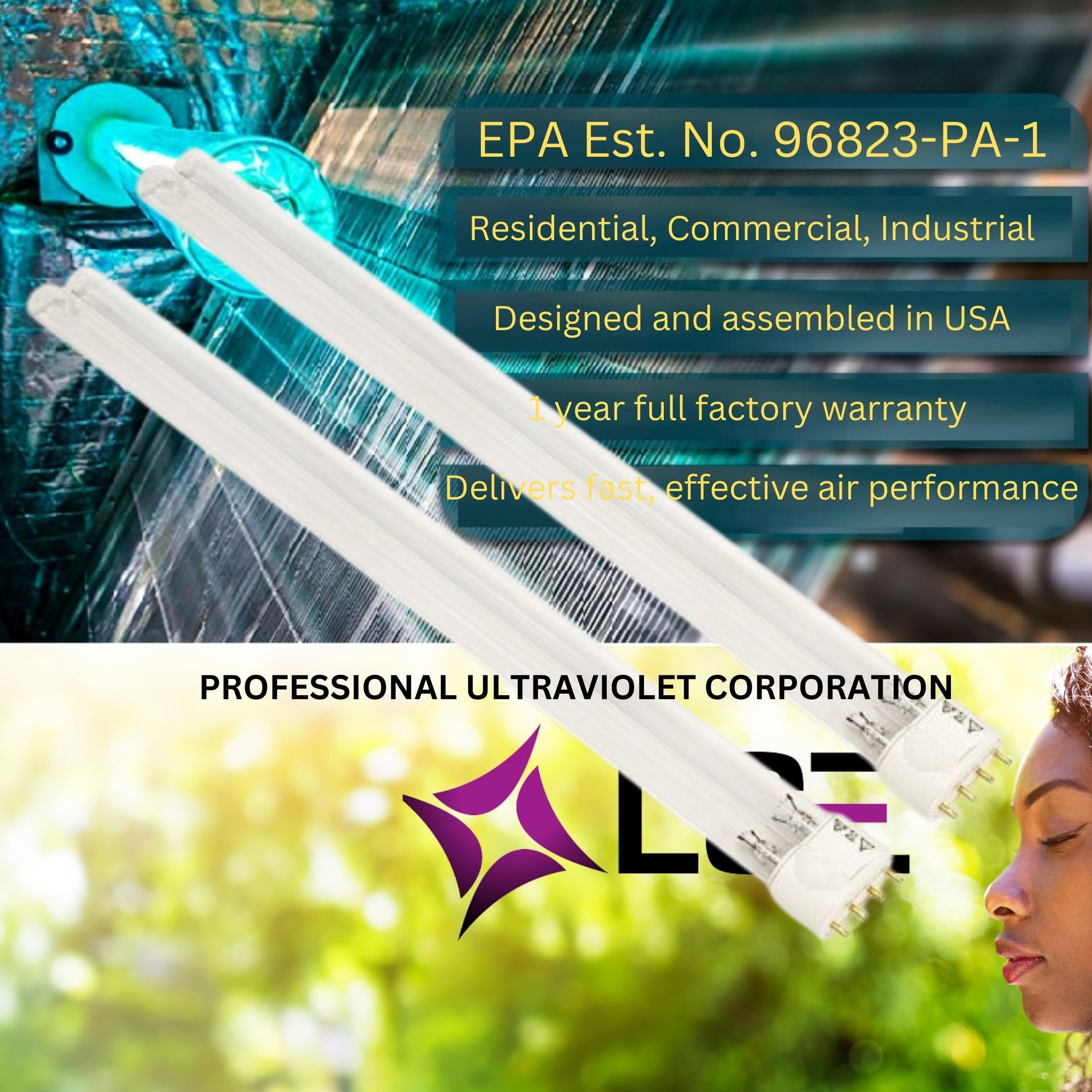 Light Plug LSE Lighting UV425 UV Lamp Intended For Abatement CAP500 CAP500-UV CAP500-UVP 16" | High Performance Replacement Bulb | Designed In USA Light Exports