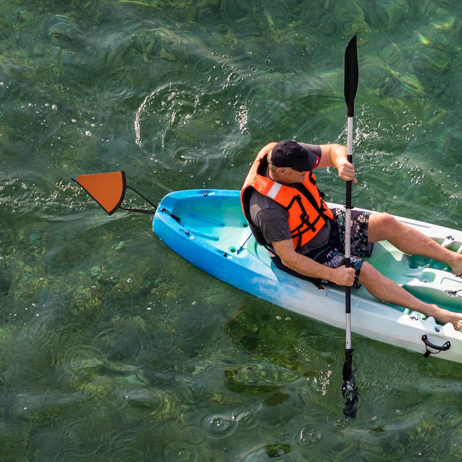 Ancora per Barca in PVC Arancione con Corda Traino e Galleggiante, Ancoraggio Stabile per Kayak e Barche a Motore in Condizioni di Pesca e Vento