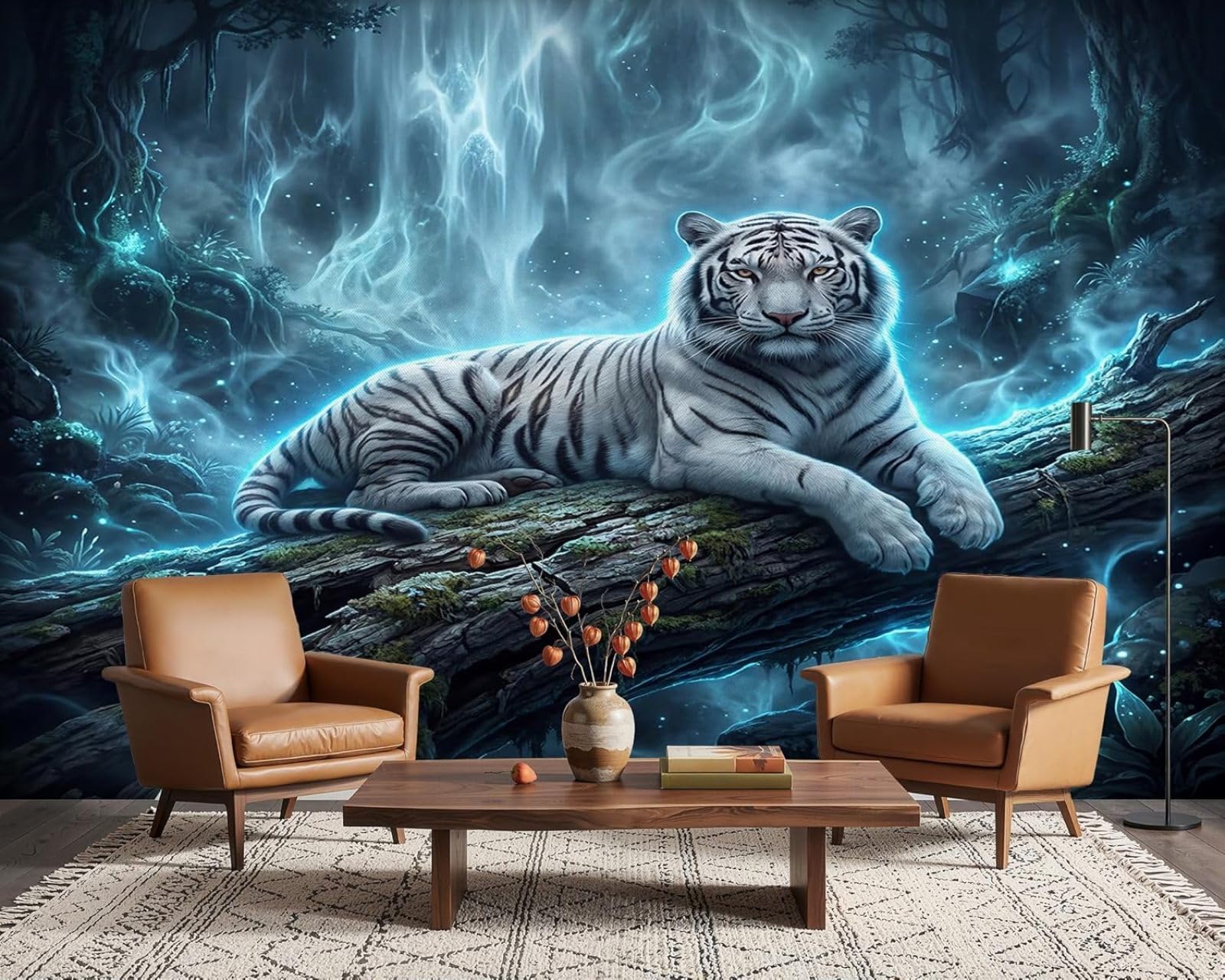 Hgjdjhnf 3D Mural Tiger Jungle Fantasy Forest Modern Photo Wallpaper For Living Room, Bedroom, Children's Room, Wall Decor, Motif Wallpaper, 250Cm X 175Cm, Wall Sticker - Background Wall - Painting - Poster