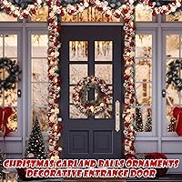 Vista 6 de Guirnalda de 2 bolas de Navidad de 6 pies, adornos colgantes de bolas de Navidad con 2 luces LED de 10 pies para interiores y exteriores, árbol