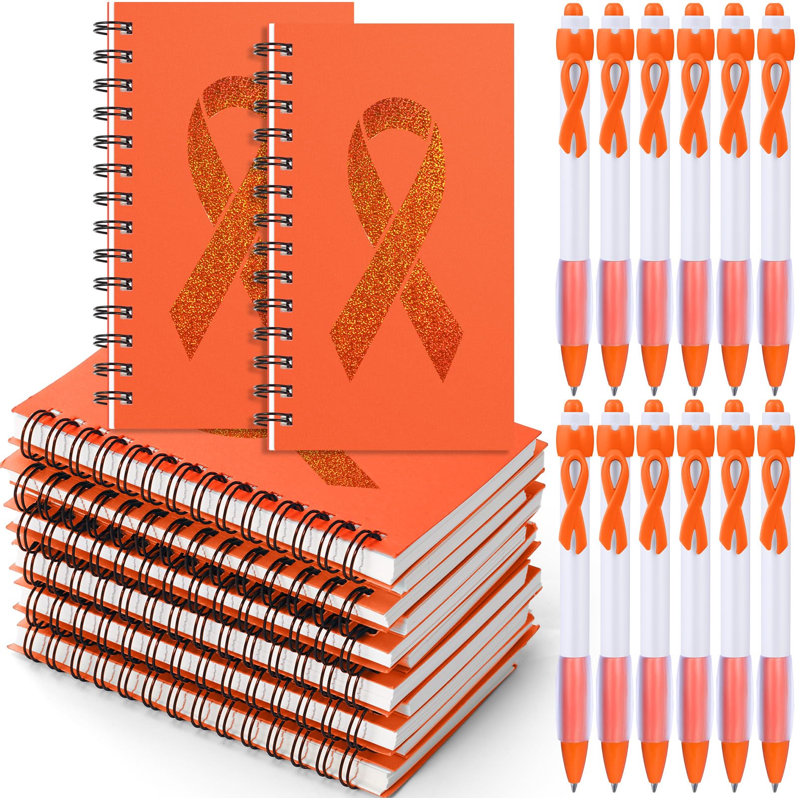 Blocs-notes cancer de la prostate orange lot de 24 stylos rétractables pour événement caritatif