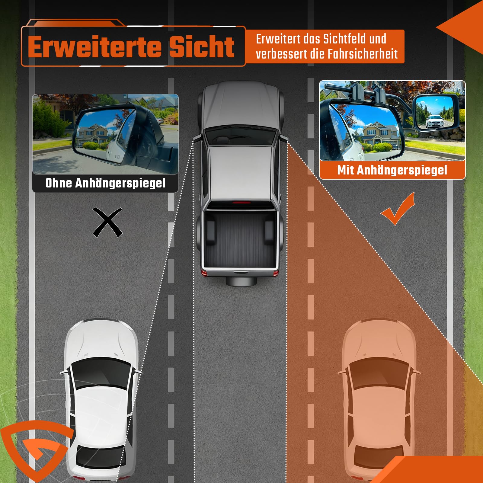 Außenspiegel Caravan Wohnwagen Spiegel Auto Wohnwagenspiegel Toter Winkel Wohnmobil Außen Spiegelverlängerung Autospiegel Links + Rechts für Alle Gängigen Fahrzeugtypen