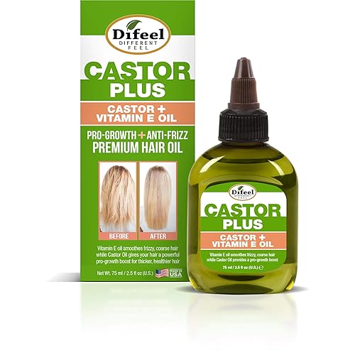 Miniatura 2 de Difeel Premium Castor Plus Vitamina E - Aceite para el cabello Pro-Growth + Anti-Frizz Premium, 2.5 oz.