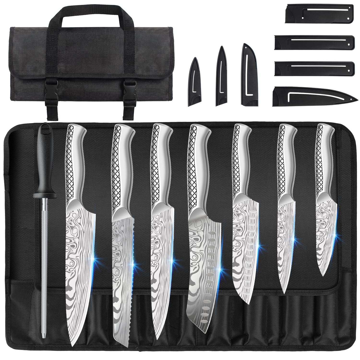 MOSFiATA Kitchen Knife Set-5Pcs, Professional Kitchen Chef’s Knives with Ultra Sharp Stainless Steel Blades, Bread Knife Cooking Knives Sets (silver) — Amazon image 8