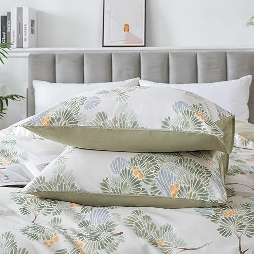 Miniatura 376 de HoneiLife - Juego de funda de edredón floral 100% algodón, 3 piezas, botánica, ropa de cama con cierre de cremallera y lazos en las esquinas