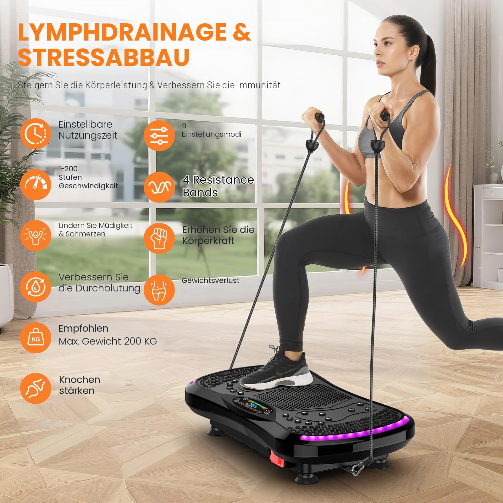 IERAKOR Vibrationsplatte mit Bluetooth und 9 Programmen