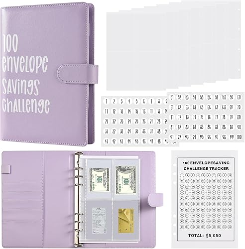 Carpeta de presupuesto de 100 sobres para ahorro de desafío de presupuesto, libro para una manera fácil y divertida de ahorrar $5050 dólares.-PP